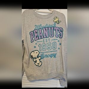 Peanuts Heather Gray Women's Crew Neck Sweater